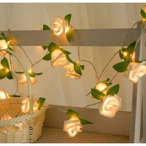 2M 20LEDs Rose Flower String Lights AA Battery LED Christmas Lights Flower Bulbs Fairy Lamp Holiday Valentine Wedding Decoration