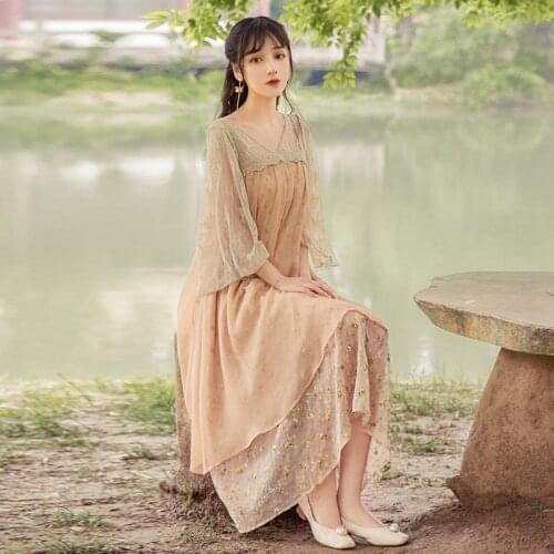 Hanfu Improved Hanfu Dress Summer Daily Fairy Super Fairy Modern Chinese Element Ancient Style Womens Retro Temperament Slim La