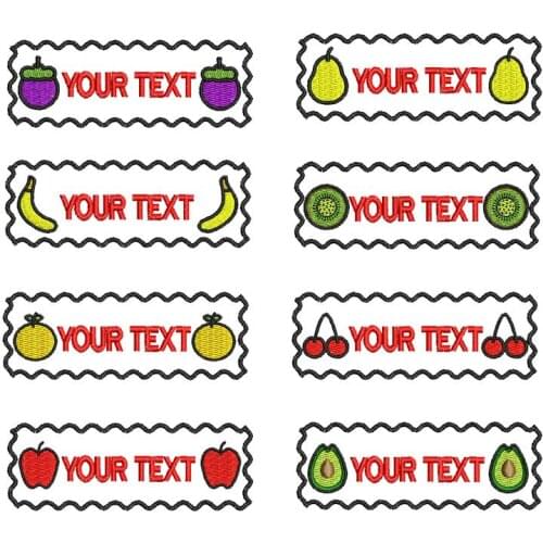 Customized apple banana cherry kindergarten baby name patch childrens embroidery name stickers to cloth hat sewing car
