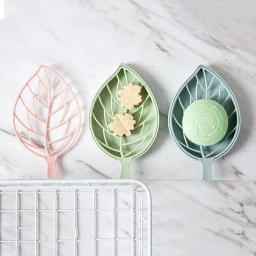1pc Creative Leaf Shape Soap Holder Double Draining Non-slip Soap Box Soap Dish Soap Tray Bathroom Accessories