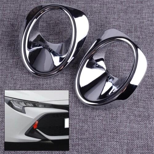 1 Pair ABS Chrome Front Bumper Grille Fog Light Lamp Cover Trim Bezel fit for Toyota Corolla Hatchback 2019 2020