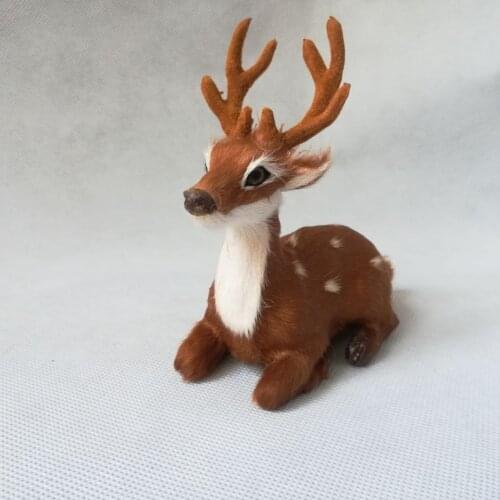 Real life toy brown prone sika deer model,polyethylene& fur 13x11cm deer handicraft,prop,home Decoration,toy gift b0613