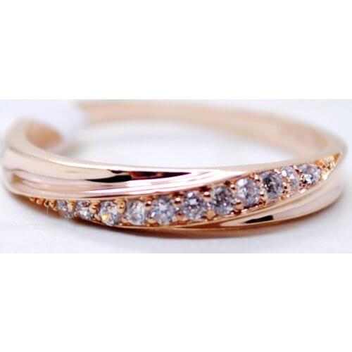KNOCK Top Quality Simple Cubic Zirconia Lovers Rose Gold Color Wedding Ring Jewelry Full Sizes Wholesale