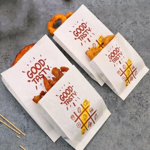 300pcs Oilproof paper disposable bag chicken food snack takeaway packing bags kitchen organizer storage pouch