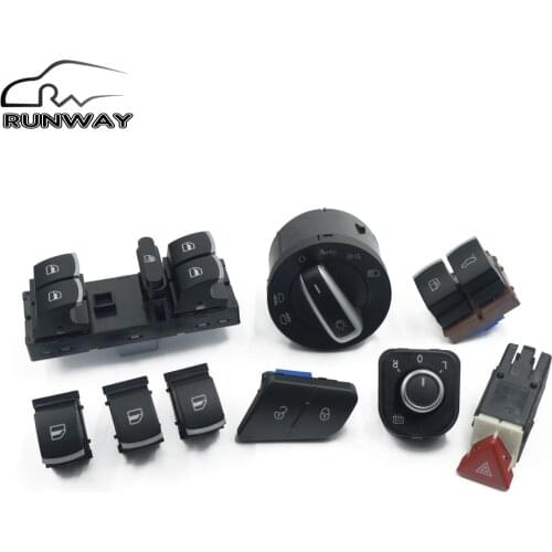 Window Headlight Mirror Tailgate & Fuel Door Control Hazard Warning Switch For VW Passat B6 3C0962125B 5ND959565B 5ND941431B