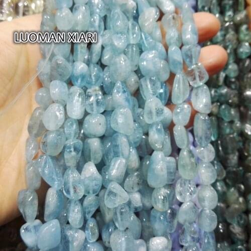 Wholesale Irregular Gravel Shape Natural Blue Aquamarines Stone Beads For Jewelry Making DIY Bracelet Necklace Strand