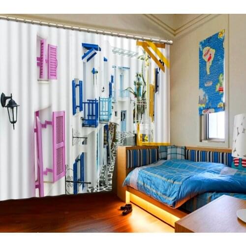 Custom any size curtains Curtain Decoration building 3D Brief tree Curtains For Bedroom Living room Polyester Room Curtain