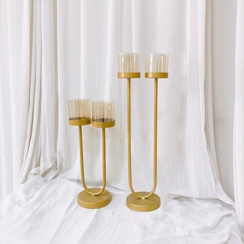 Nordic wrought iron candle holder ornaments golden candle holder European table decorations wedding gifts candlelight dinner