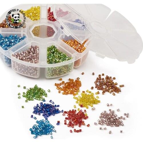 Pandahall 1 Box Round Hole Glass Seed Beads Tube Glass Bugle Beads for Jewelry Making DIY Necklace Bracelet Mixed Color 2 Sizes