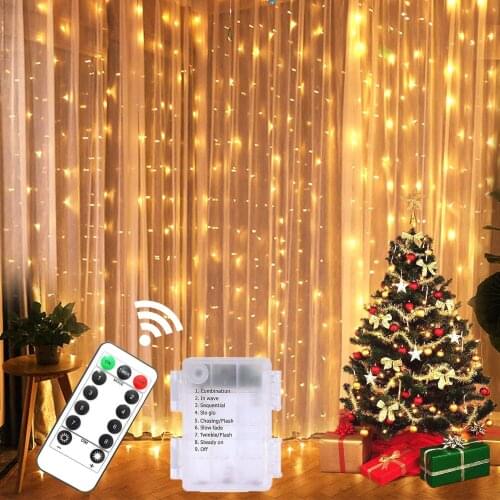 New LED String Lights Christmas Remote Control USB/Battery Wedding Curtain 3M Lamp Holiday Bedroom Bulb Outdoor Garland Ogrodowa