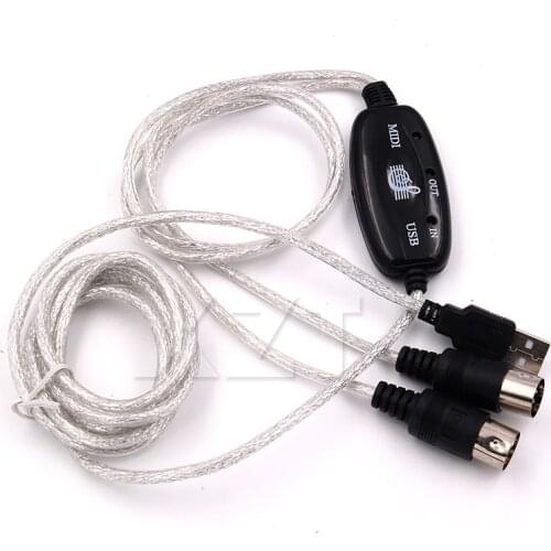 USB Cable IN-OUT MIDI Converter for PC to Electronic Organ Music Audio Keyboard with LED Adapter Cord for Computer Windows 7