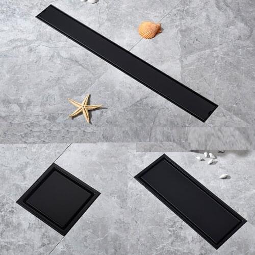 High Quality Matte Black Stainless Steel Shower Drain Invisible Floor Drain Long Floor Drain Can Be Fitted With Tiles