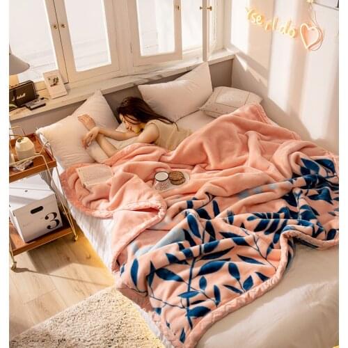 Winter Warm Blankets For Beds Double Layer Reactive Printed Single Double Faux Fur Mink Throw Soft Fluffy Thick Raschel Blankets