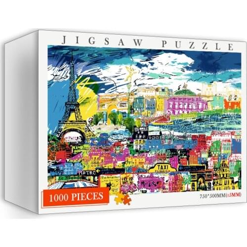 1000 Pieces Wooden Puzzles Cartoon London Paris Jigsaw Adults Interesting DIY Puzzle Games 1000 Pieces Wooden Assembling Puzzles