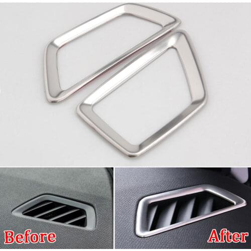 For 2017 Peugeot 5008 3008 GT 2pcs Stainless Steel Air Conditioner Outlet Vent Decorative Frame Cover Accessories Car Styling