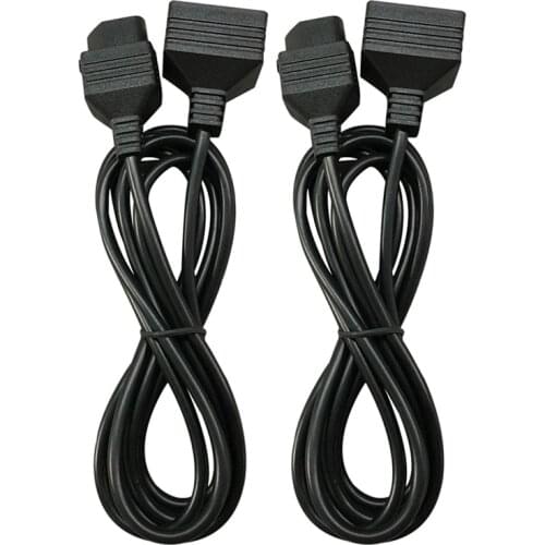 2Pcs) Gamepad Extension Cable for Nintendo NES 7P Controller, 1.8M/6FT, Black