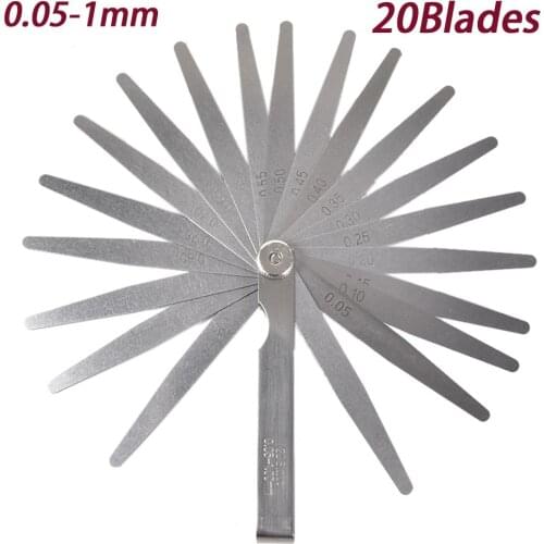 0.05-1.00MM Gap 20 Blades Range Finder Feeler Gauge Valve Feeler GaugeFiller Carbon Steel Sheet For Clearance Measurement
