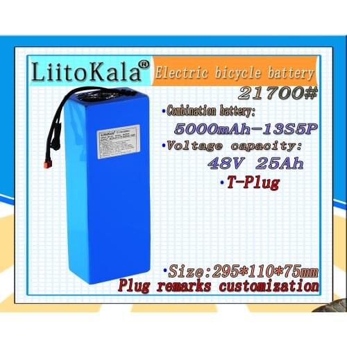 LiitoKala 48V 25Ah Electric Bike Triangle Battery 21700 5000mAh 13S5P 500W Scooter Battery 48v25ah Electric Bike Battery