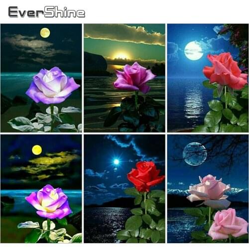 Evershine Diamond Embroidery Rose Full Square 5D DIY Diamond Painting Flower Mosaic Art New Arrival Decor For Home