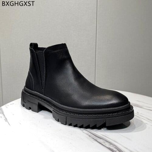 Black Chelsea Boots Men Leather Boots for Man 2021 Ankle Boots for Men Male Fashion Men Casual Shoes Barefoot Shoes Man Zapatos