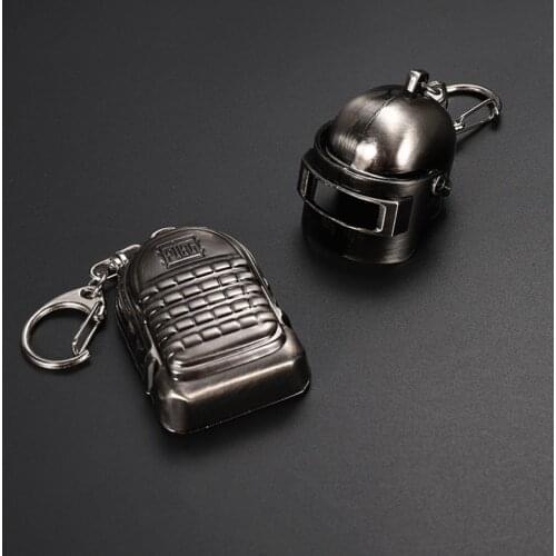 Game PUBG Keychain Playerunknown Battlefield Level 3 Helmet Backpack Saucepan Alloy Cosplay Props Accessories