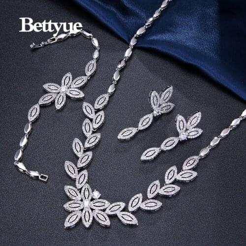 Bettyue Brand Fashion Luxury Cubic Zircon White Gold Europe And America Style Wholesale Jewelry Sets For Woman Wedding Gifts