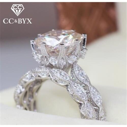 CC Set Rings For Women Round Stone Couple Cubic Zirconia Ring Romantic Bridal Wedding Engagement Ring Charms Accessories CC2105