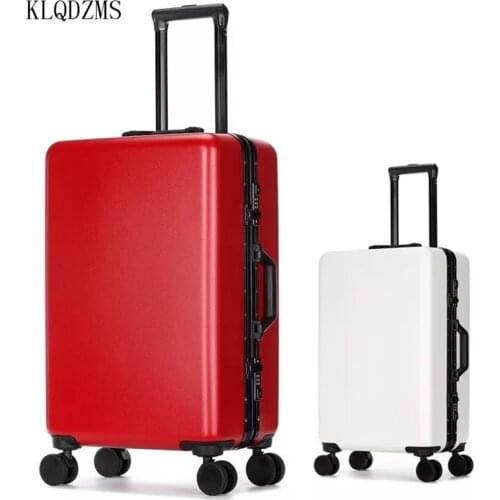 KLQDZMS 20/24/26Inch High Quality Travel Suitcase Spinner Rolling Luggage Men Women Aluminum Frame suitcase with wheels
