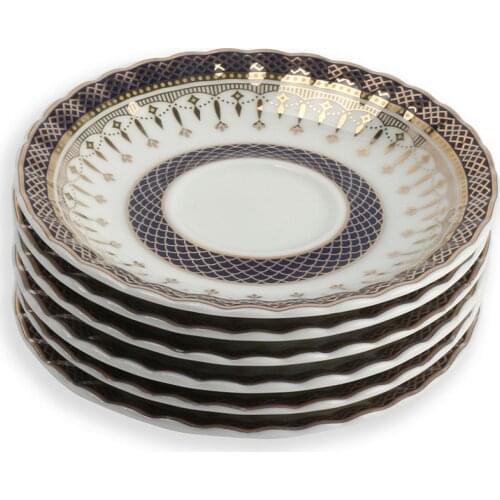 6'Lı Porcelain Patterned Gilt Tea Plate