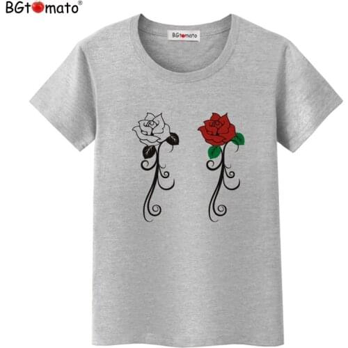 BGtomato Beautiful Rose t shirt women brand new clothes summer cool shirt Cheap sale women top tees fashion t-shirt
