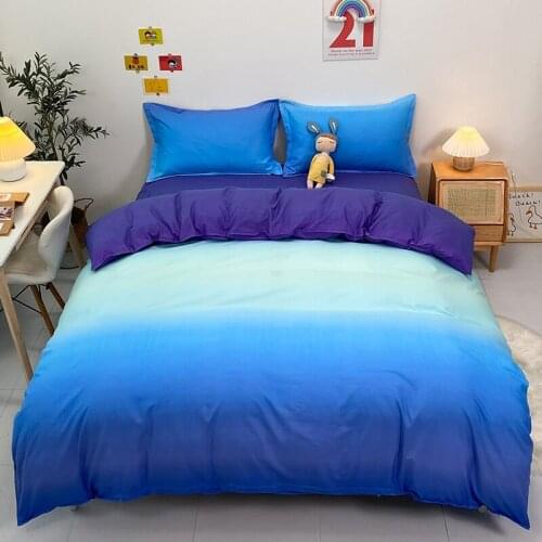 Home Living Gradient Print 3/4Pcs Bedding Flat Sheet Pillow Case Duvet Cover Set Queen Size and King Size Bedding Sets