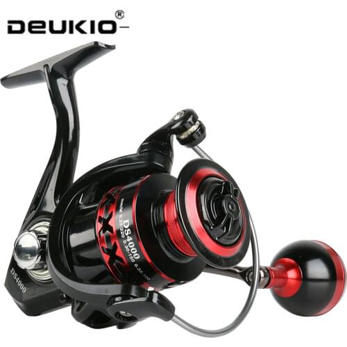 DEUKIO All Metal Fishing Reel Spool Spinning Reel 13Kg Max Drag 2+1BB 5:1 Aluminium Spool Spinning Wheel Carp Saltwater Fishing