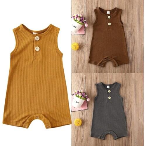 PUDCOCO Newborn Infant Baby Girl Boy Solid Sleeveless Romper Jumpsuit Playsuit Outfits Sunsuit 0-18M