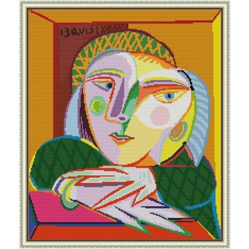 Cross stitch kit window woman pattern count DMC 14CT 11CT cross stitch printed handmade canvas fabric embroidery needlework loop