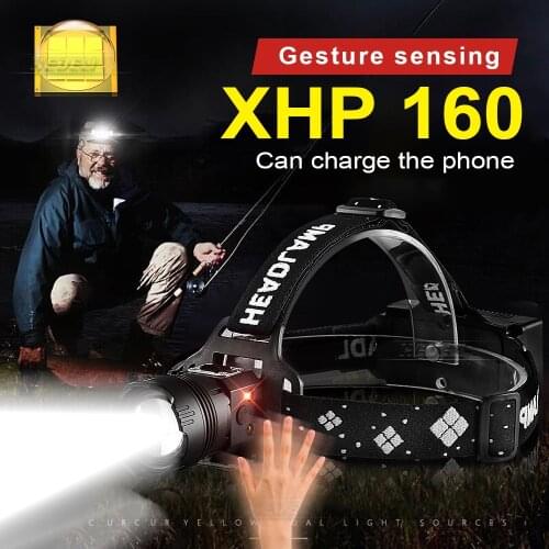 Extra Powerful XHP160 Led headlamp XHP100 P70 head Flashlight USB head lamp Rechargeable LED headlight 18650 camping Head Torch
