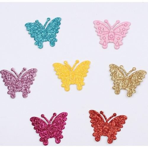 200pcs/lot Glitter Butterfly Patch Cute butterfly pads DIY Scrapbook Cards Craft Handmade Sewing Clothes Bags Shoes Accessories