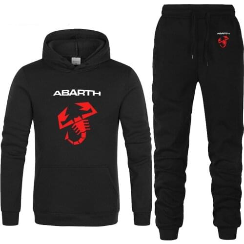 2021 NEW Hoodies Men Abarth Car Logo Printed unisex Sweatshirt Fashion Men Hoodie Casual Fleece Hoodies Pants Suit 2Pcs