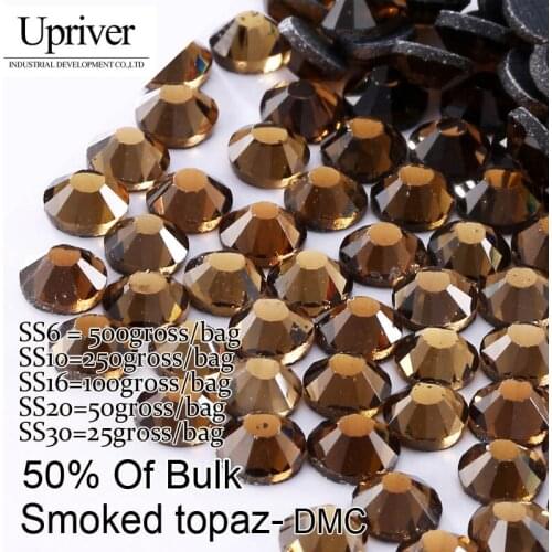 Bulk Packing Shiny Stones Flatback Best Quality SS6 SS10 SS16 SS20 SS30 Smokde Topaz Hotfix Rhinestones