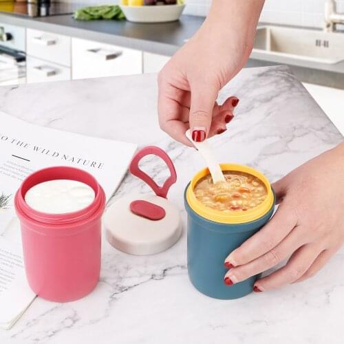 Portable Breakfast Cup Sealed Food Soup Thermos Cup 300ml Leakproof Kids Microwavable Lunchbox Drinks Dessert Breakfast Milk Cup