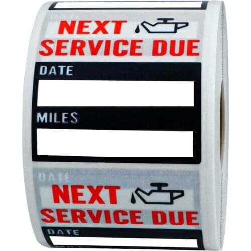 Practical 100pcs/roll 2 Inch Square Oil Change Maintenance Service Reminder Sticker "NEXT SERVICE DUE" Car Window Adhesive Label