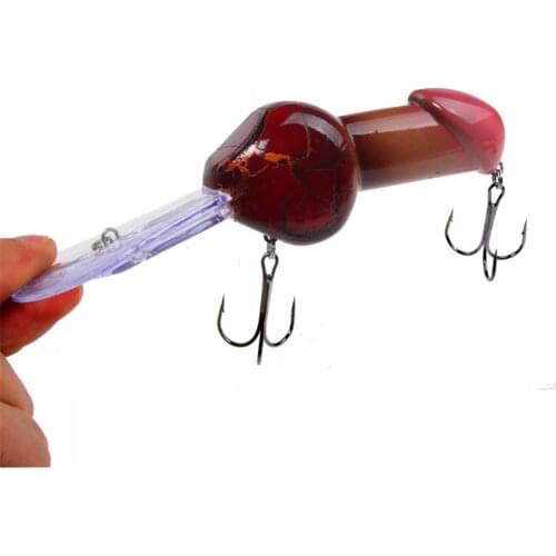 1Pcs Big Minnow Hard Fishing Lure 14cm 27g Diving 2-3M Swimbait Funny Penis Rattle Bait Crankbait Spinner Bass With Treble Hooks