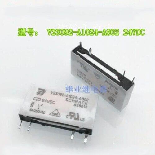 24V relay V23092-A1024-A802 V23092A1024A802 V23092 A1024 A802 24VDC 6A 4PIN