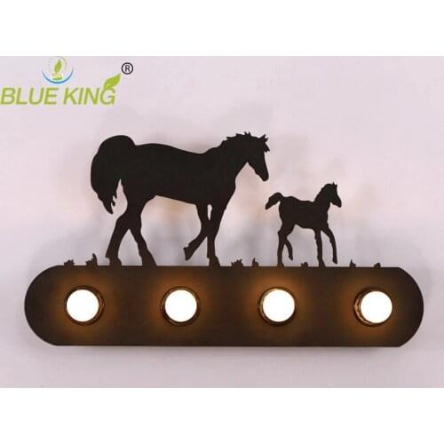 Retro Sconce Wall lamp creative industrial horse Wall Lamp E27 lighting for Bar Bedroom Study Lamparas De Pared Living Room