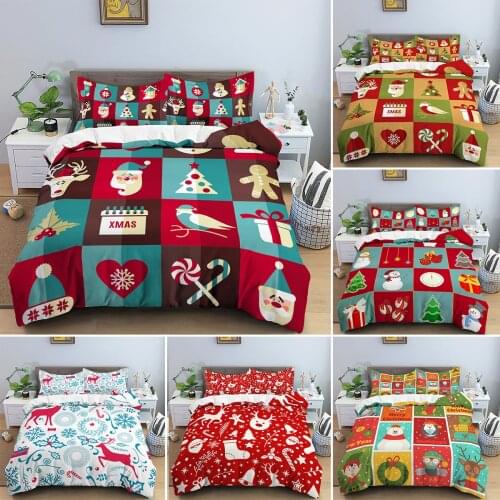 Merry Christmas The Bedroom Bedding Quilt Cover Pillowcase Comfortable Christmas Pattern Printed Duvet Cover (2/3 Piece Set)