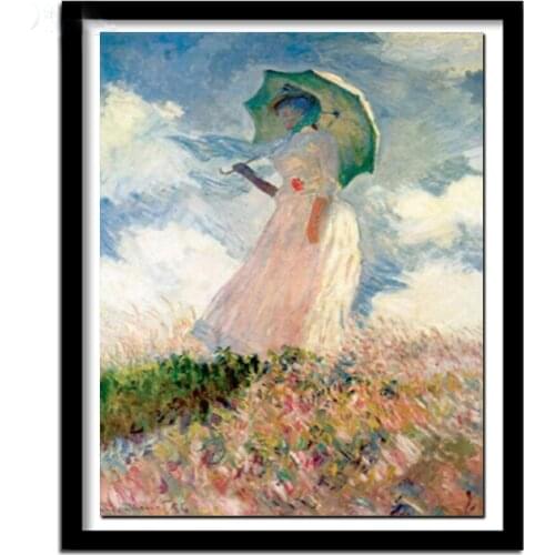 Diy Claude Monet Woman With a Parasol Wall Art Canvas Paintings Reproductions Impressionist Famous Prints Home Decoration