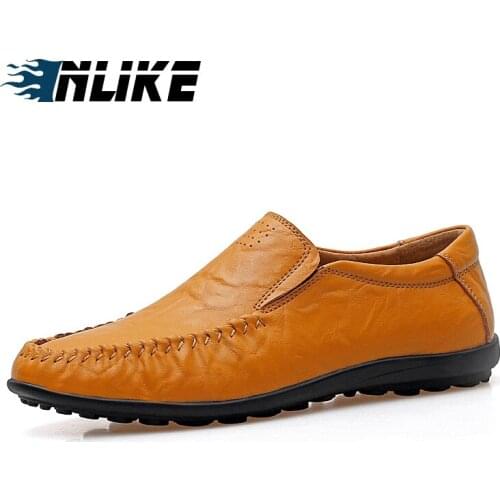 Inlike MenS Casual Shoes MenS Leather Shoes In Cow Leather Breathable Doug Soft Bottom Soft Leather Shoes Lazy JW358