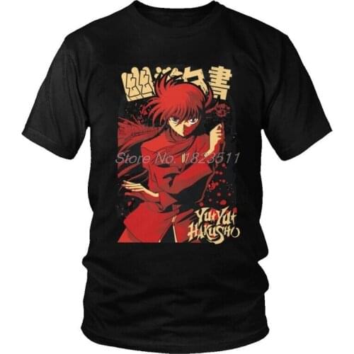 Tvoe Mens Youko Kurama T-Shirt Harajuku Yu Hakusho Tshirt Short Sleeve Hip Hop T Shirt Cotton Tee Tops Harajuku Streetwear