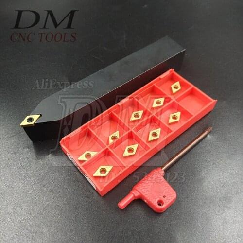 1pxs SDNCN2020K07 External Cutting Bracket+10pcs DCMT070204 Carbide Tip Lathe Insert Boring Cutter Blade
