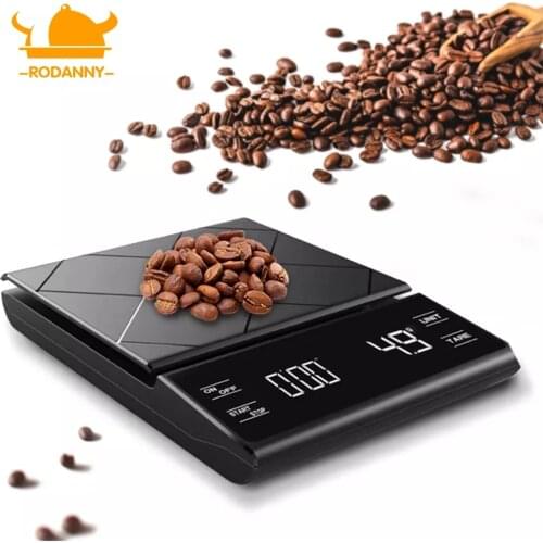 Rodanny High Accuracy Coffee Scale With Smart Digital Electronic Precision Timer Portable Household Kitchen Scale 0.1g