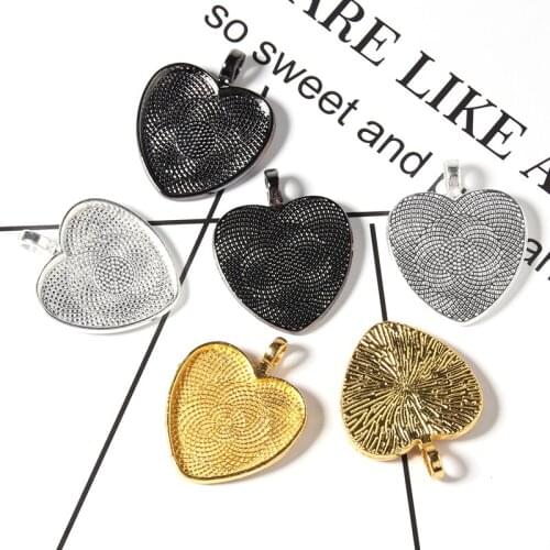 Xinyao 5pcs 25mm Gold Sliver Black Heart Tray Base Jewelry Accessories for DIY Jewelry Making